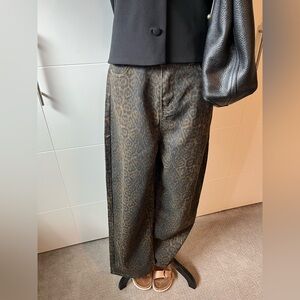 Stylish Animal Print Wide Leg Jeans